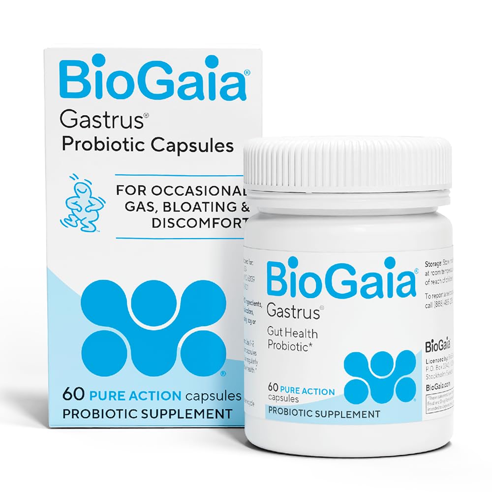 BioGaia Gastrus L reuteri Probiotic | 35 Years of Clinical Gut Research | L reuteri 6475 + 17938 Probiotics | Ease Gut Discomfort, Gas & Bloating | Promotes a Healthy Gut & Microbiome | 30 Chewables