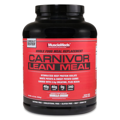 MuscleMeds CARNIVOR LEAN MEAL whole food meal replacement shake, MRE, beef protein 