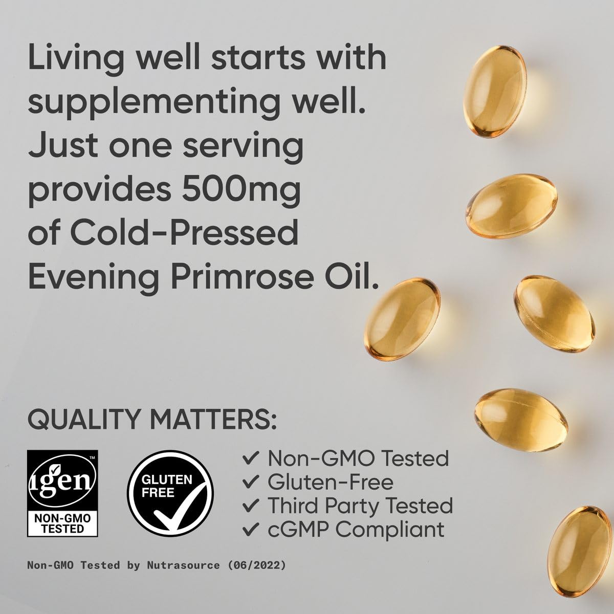 Sports Research Evening Primrose Supplement from Cold Pressed Oil - Softgels for Women’s Health & Skin Health - Gluten Free & Non-GMO GLA - High Potency 1300mg, 120 Count