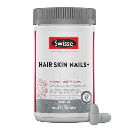 Swisse Biotin Hair Skin and Nails Vitamins for Women & Men | 5 Months Supply | Milk Thistle, Biotin, Vitamin C, Zinc & Iron | Supports Hair Growth & Collagen Production | 150 Tablets