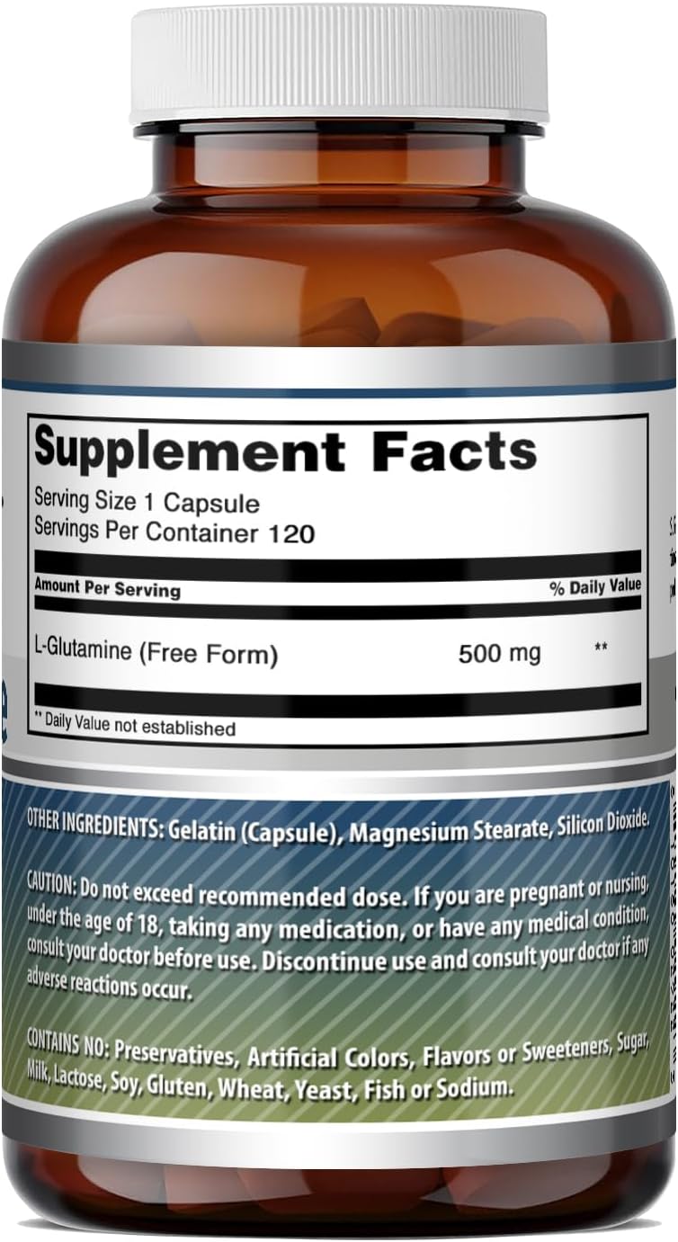 Amazing Formulas L-Glutamine Amino Acid Supplement | 500 Mg | Capsules | Non-GMO | Gluten-Free | Made in USA (1 Pack | 120 Count)