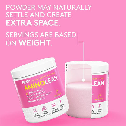 AminoLean Pre Workout Powder & Natural Amino Energy with Vegan BCAA + EAA | Jitter-Free Preworkout Energy from Green Tea + Amino Acids & Weight Management for Women & Men - Vegan, Zero Sugar, No Crash