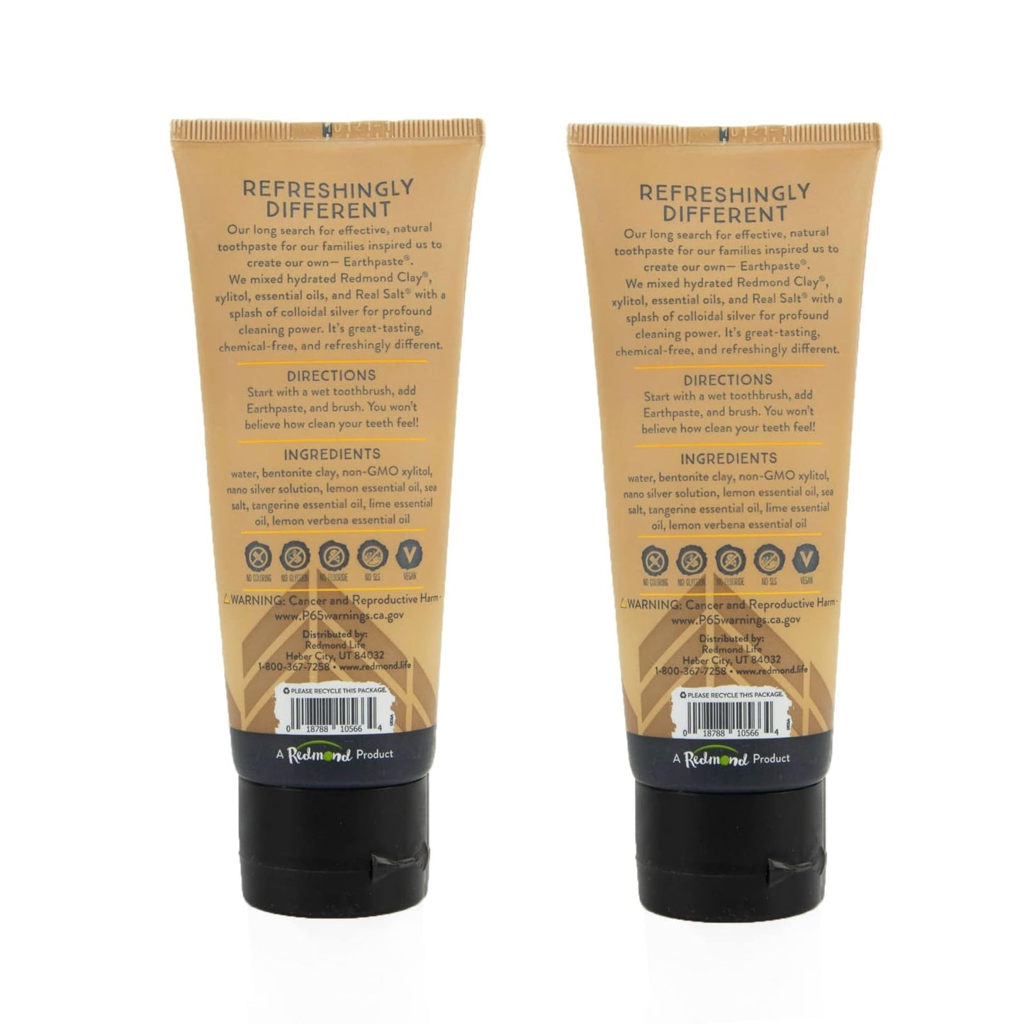 Redmond Earthpaste with Silver - Natural Non-Fluoride Toothpaste, 4 Ounce Tube (Peppermint)