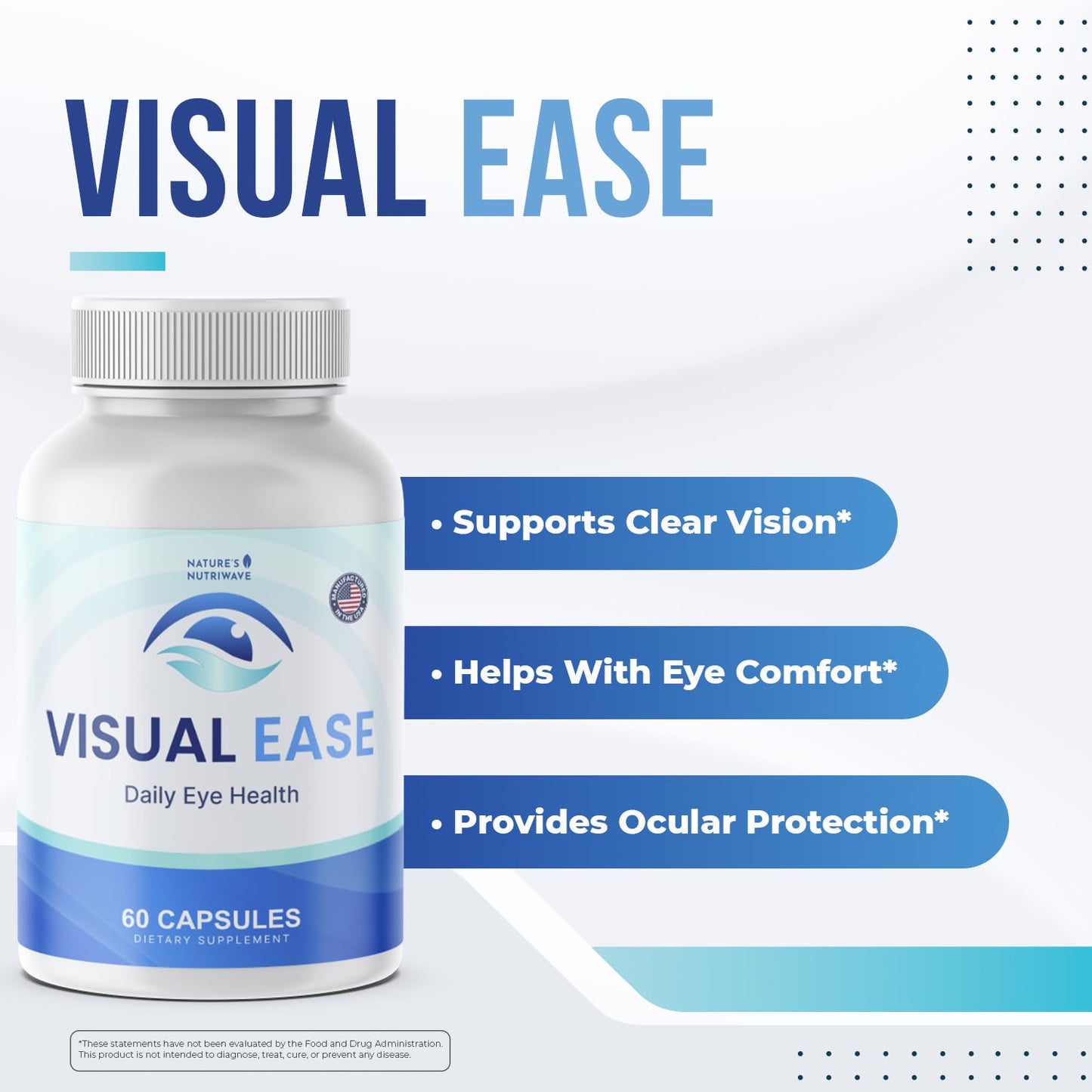 Visual Ease – Lutein, Zeaxanthin & Bilberry – 60 Ct, 1 Month Supply | Also includes Zinc with Lutein, Zeaxanthin, Bilberry & Vitamin A, C, E | Non-GMO, Made in USA | Daily capsule