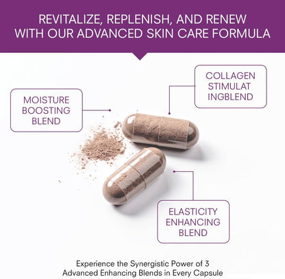 Deep Skin Restore- Advanced Dermal Repair Complex to Boost Firmness, Hydration, & Elasticity– Vegan Collagen Builder & Skin Supplement with 6 Clinically Proven Ingredients– 60 Capsules