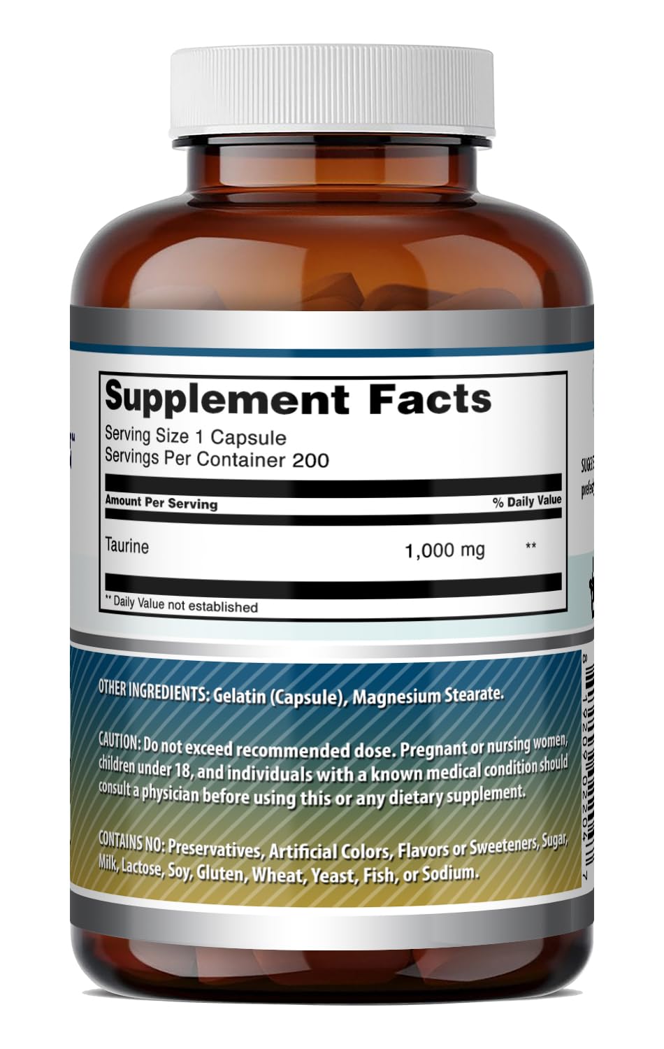 Amazing Formulas Taurine 1000 Mg | Capsules Supplement | Non-GMO | Gluten-Free | Made in USA (200 Capsules)