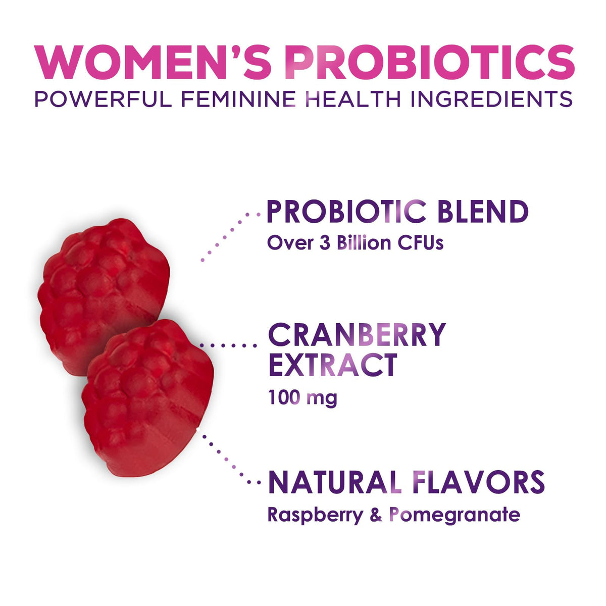 Probiotics for Women + Cranberry - 3 Billion CFU Guaranteed & 6 Vegan Strains for Women's