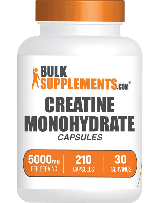 BulkSupplements.com Creatine Monohydrate Capsules - Micronized Creatine Pills - Gluten Free, 7 Capsules per Serving (5000mg), 420 Count (Pack of 1)