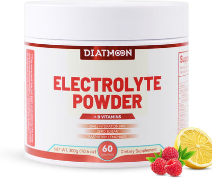 Electrolytes Powder No Sugar, Enhanced with B-Vitamins and Minerals – Keto Friendly, Hydration Drink Supplement - 60 Servings