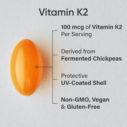 Sports Research® Vitamin K2 as MK-7 100mcg with Coconut MCT Oil - 60 Veggie Softgels (2 Month Supply) Vegan Certified, Non-GMO Verified, Gluten & Soy Free