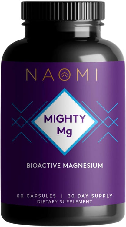 NAOMI Mighty Mg - Magnesium Glycinate & Malate Blend 360mg - Supports Restful Sleep, Muscle Relaxation, Energy & Mood - Gentle on Stomach, No Laxative Effect, Non-GMO, Vegan, 30-Day Supply