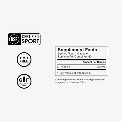 Momentous L-Theanine Supplement - 200 mg Capsules to Promote Relaxation & Focus - NSF Certified for Sport - GMO- & Gluten-Free - 60 Servings
