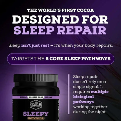 Black Forest Sleepy Hot Cocoa - Magnesium Hot Chocolate Sleepy Cocoa Sleep Powder for Adults with Melatonin & L-Theanine - Natural Sleep Drink Mix for Deep Sleep & Relaxation, Sleep Powder 22 Servings