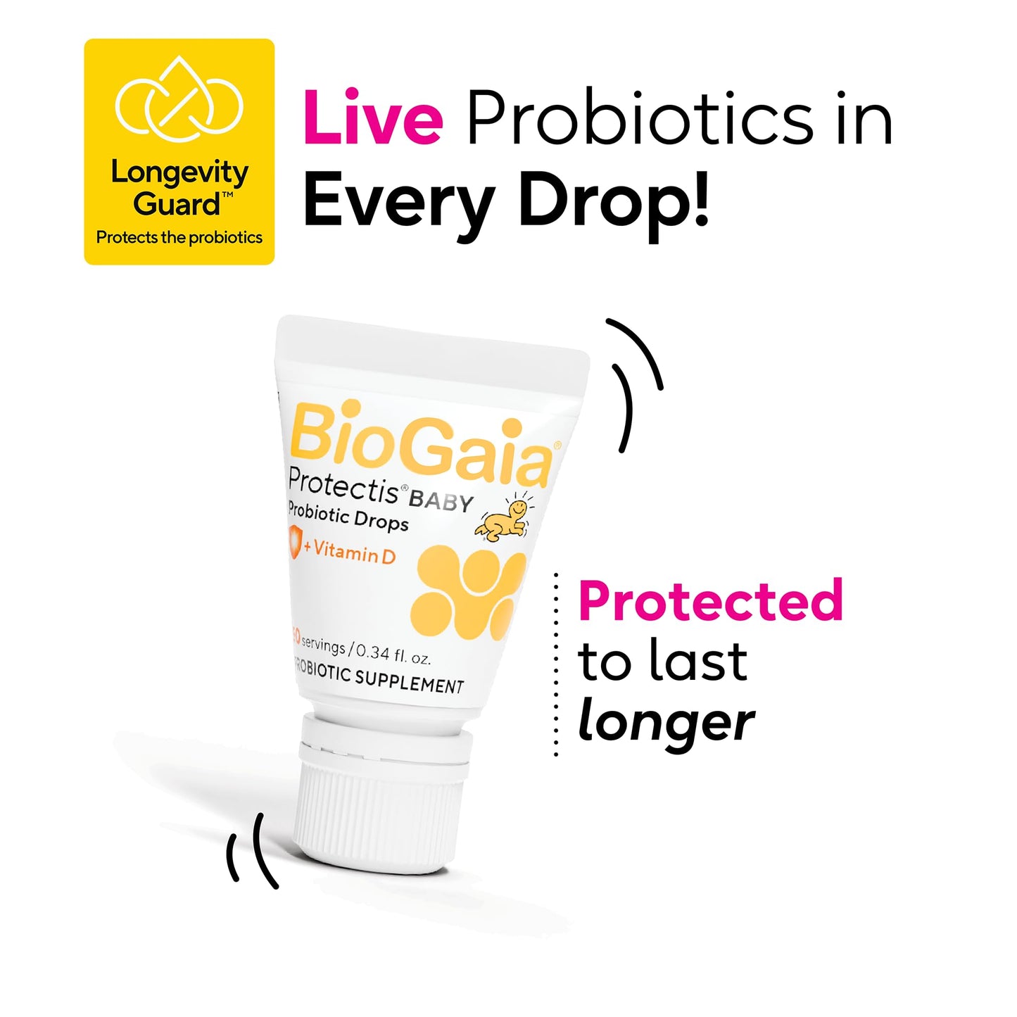 BioGaia Baby Probiotic Drops + Vitamin D | Colic & Gas Relief | 50 Servings | Pediatrician-recommended | Ease Crying, Fussing, Colic, Gas, Spit-ups & Occasional Constipation + Vit D | Safe for Newborns