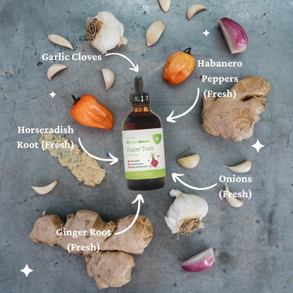 SPRIGS Super Tonic Supplement 4 Oz | Fire Cider Daily Immune & Digestive Health Tincture | Support Your Body's Natural Defense with Organic Apple Cider Vinegar & Whole Food, Fresh Ingredients