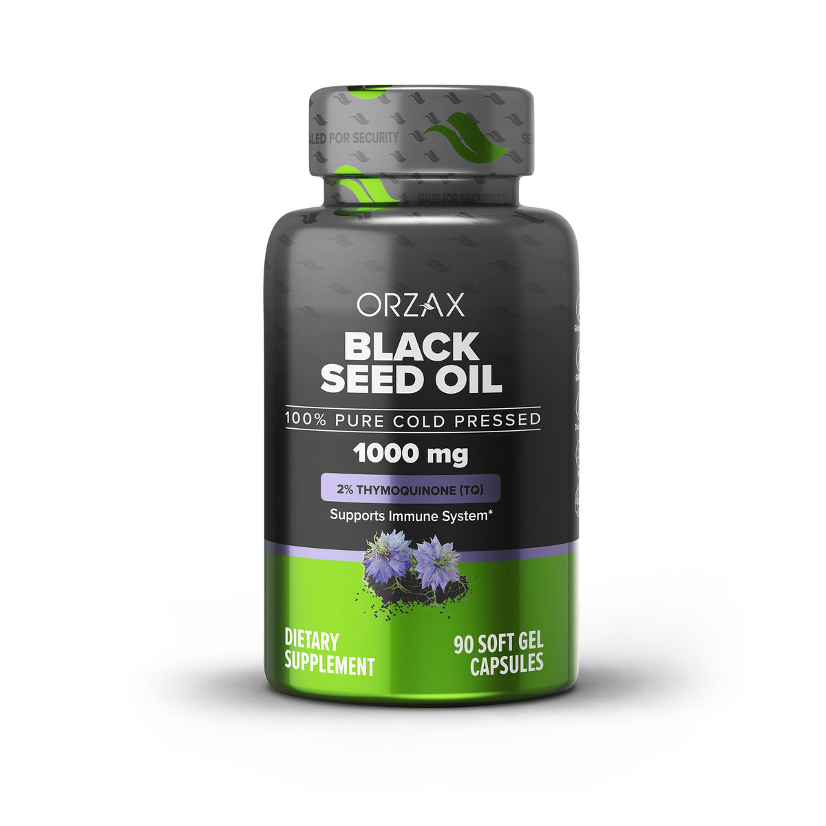 ORZAX Black Seed Oil 1000 mg Organic Cold Pressed Capsules for Hair, Skin