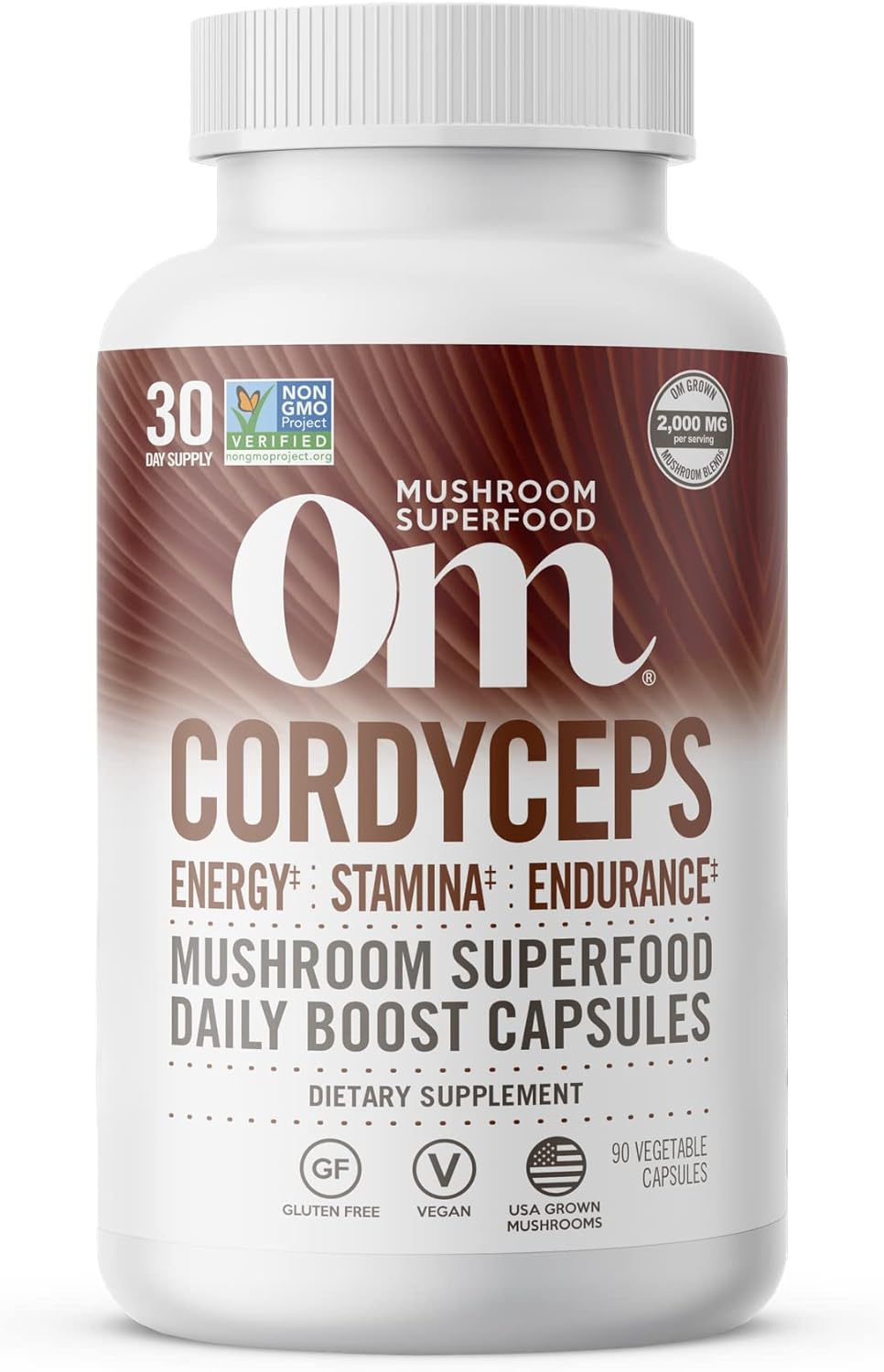 OM MUSHROOM SUPERFOOD Cordyceps Mushroom Capsules Superfood Supplement, 90 Count, 30 Days, Organic Energy Supplement for Stamina and Endurance