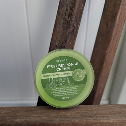 SPRIGS First Response Cream 2 oz – Soothing Skin Repair Cream for Dry, Irritated & Sensitive Skin, Moisturizing Herbal Salve to Protect, Restore & Nourish Face, Hands, Body & Outdoor Skin Care