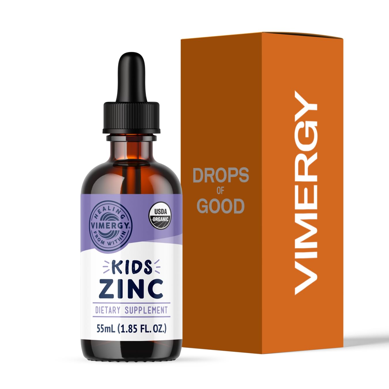 VIMERGY USDA Organic Zinc Supplements for Women & Men (7.5mg Liquid Zinc Per Serving) Fast-Absorbing Immune Support, Promotes Healthy Bones & Skin, Vegan, Up to 57 Servings (115 mL)