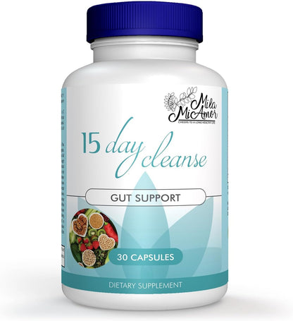 Mila Miamor 15 Day Cleanse - Gut and Colon Support - Advanced Gut Cleanse Detox for Women & Men with Senna, Cascara Sagrada & Psyllium Husk - Non-GMO - Made in USA - 30 Capsules