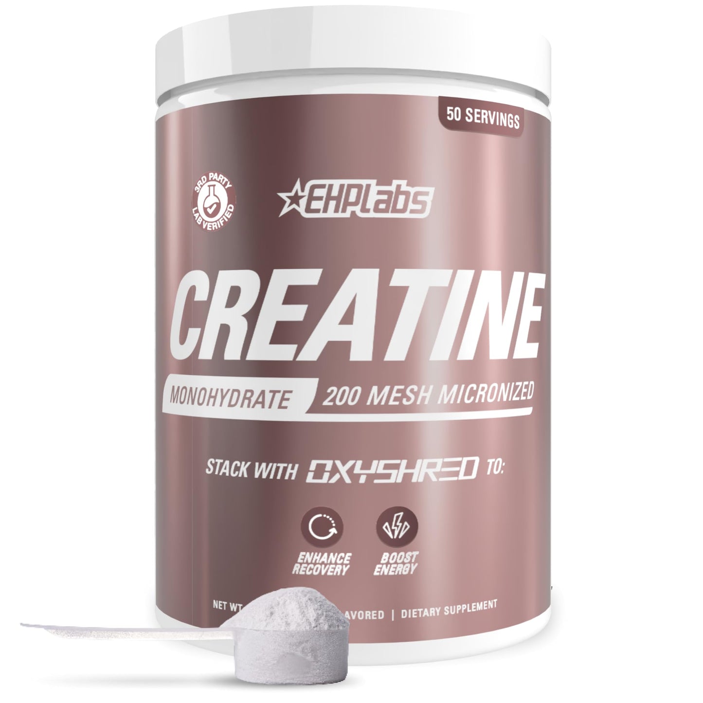 EHP Labs CREA-8 Creatine Monohydrate Powder, Unflavored, 100 Servings | Micronized Creatine For Muscle Growth, Strength & Energy. Mixes Easily, No Clumping. Pre Or Post Workout. 500g