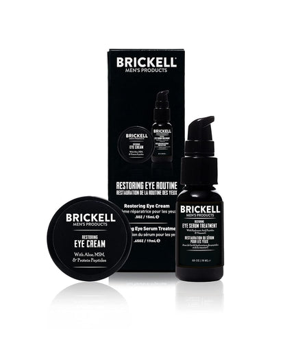 Brickell Men's Restoring Eye Routine for Men, Eye Cream and Serum for Men, With Aloe, Peptides, and Hyaluronic Acid, Unscented, Men's Skin Care Gift Set