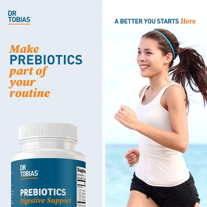 Dr. Tobias Prebiotics, Supports Digestion & Gut Health, Feed Good Probiotic Bacteria, Boost Gut Immune Function, Vegan & Non-GMO Gut Health Supplements for Men and Women, 30 Capsules, 30 Servings