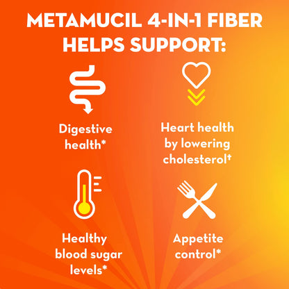 Metamucil, Daily Psyllium Husk Powder Supplement with Real Sugar, 4-in-1 Fiber