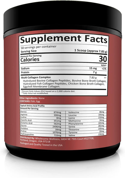 Wholesome Wellness Multi Collagen Protein Powder Hydrolyzed (Type I II III V X) + Super-Absorb Multi Collagen Pills (Type I II III V X) Bundle