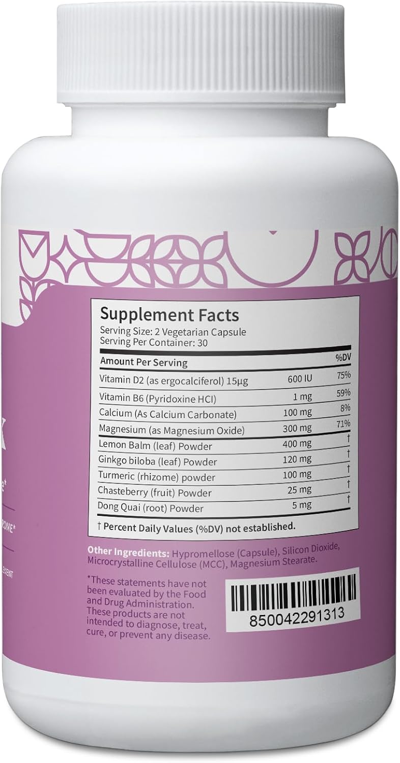 Pattern Wellness PMS Complex – Monthly Cycle Wellness Support – with Vitamin B6, Magnesium & Herbal Extracts – 60 Vegan Capsules