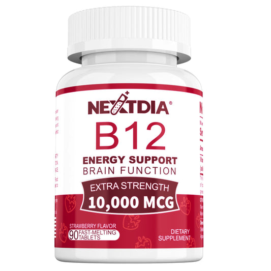 B12 Vitamins 10,000 mcg, Methylated Vitamin B12 Sublingual - Energy Boost, Focus, Metabolism & Brain Health Support, Immune System Support, Fast Dissolve, Natural Strawberry Flavor, 180 Servings