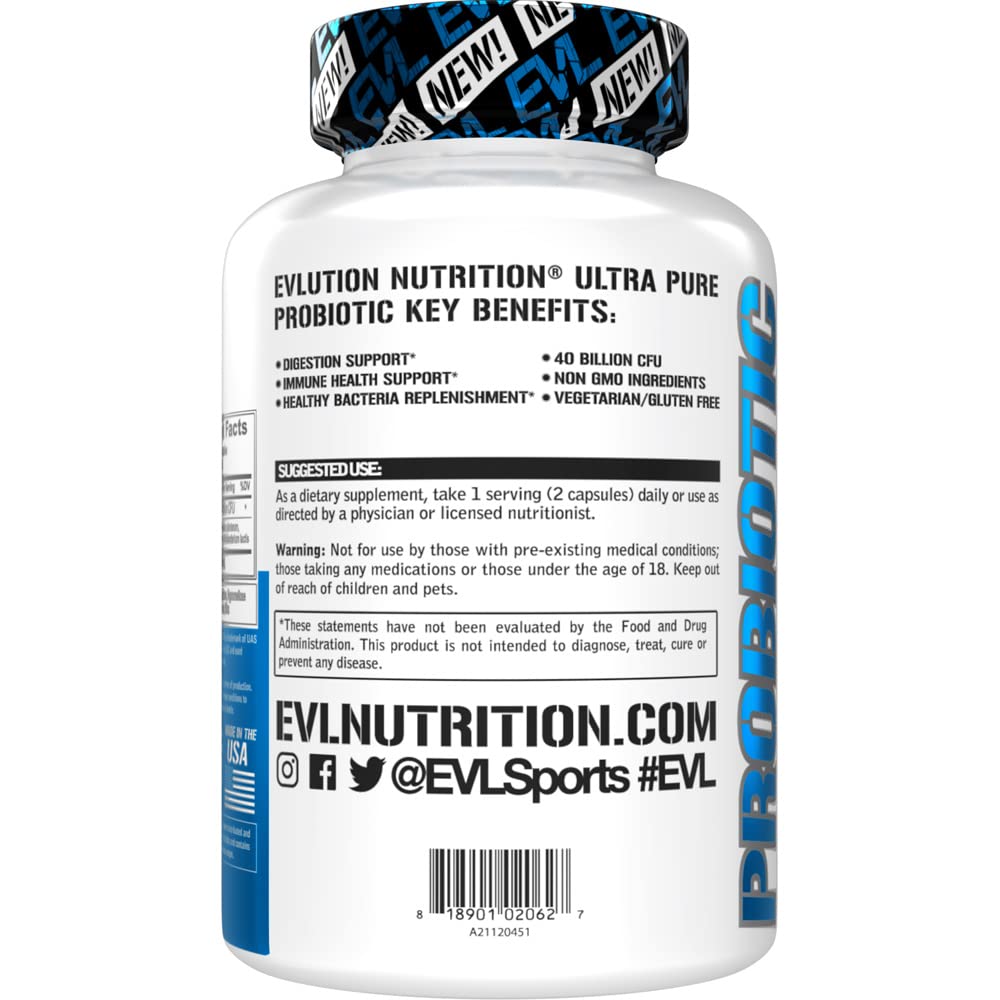 Multi-Strain Probiotic Capsules - Probiotic Nutritional Supplement with 40 Billion CFU of Lactobacillus Acidophilus Bacillus and Bifidobacterium Strains per High Potency Serving (30 Servings)