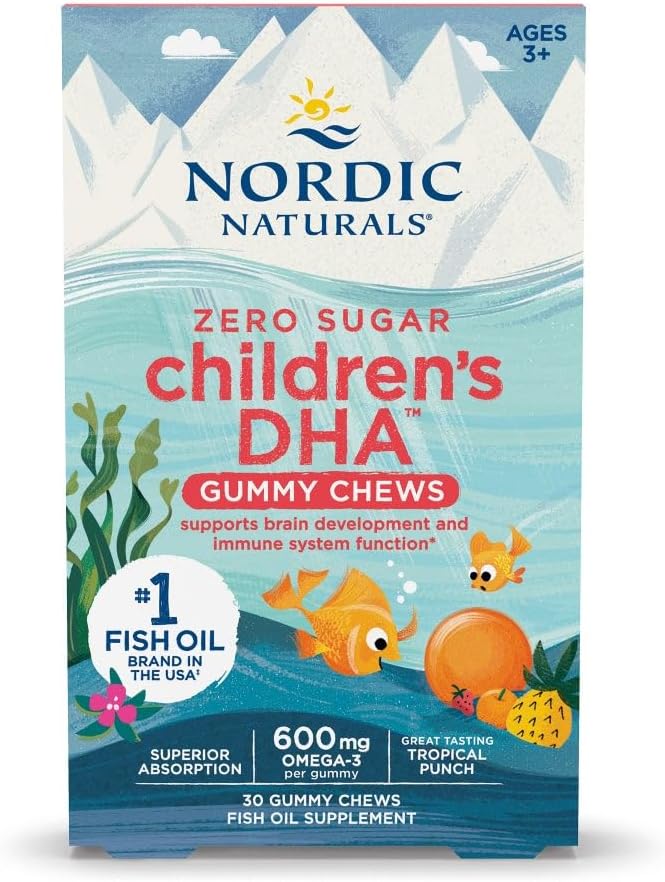 Nordic Naturals Zero Sugar Children’s DHA Gummies, Tropical Punch - 30 Count