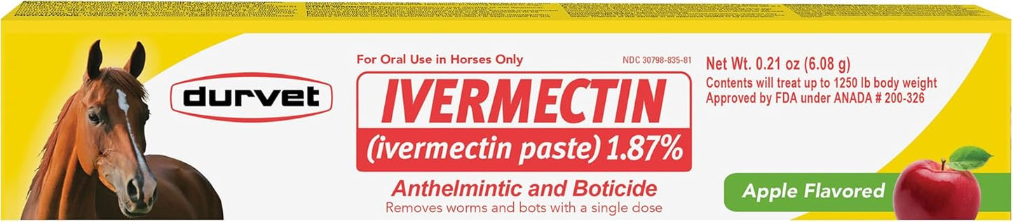 Ivermectin Paste Dewormer - 6.08g dose @ 1.87%-Apple flavored