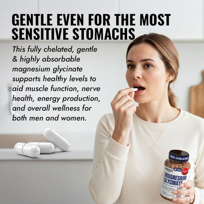 Premium Magnesium Capsules 500mg, High Absorption Formula Chelated Buffered Citrate to Support Digestion, Bone, Sleep & Muscle Health – Magnesium Glycinate - 120 Capsules