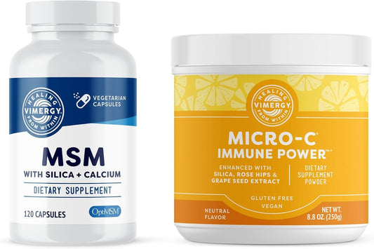 Vimergy Skin Potion Kit – Micro-C Immune Power(TM) (250g) and MSM (120 Capsules) – Skin, Hair & Nail Support + Collagen + Immunity – Vegan, Paleo, Gluten-Free, Kosher – Pure, Potent Daily Supplements