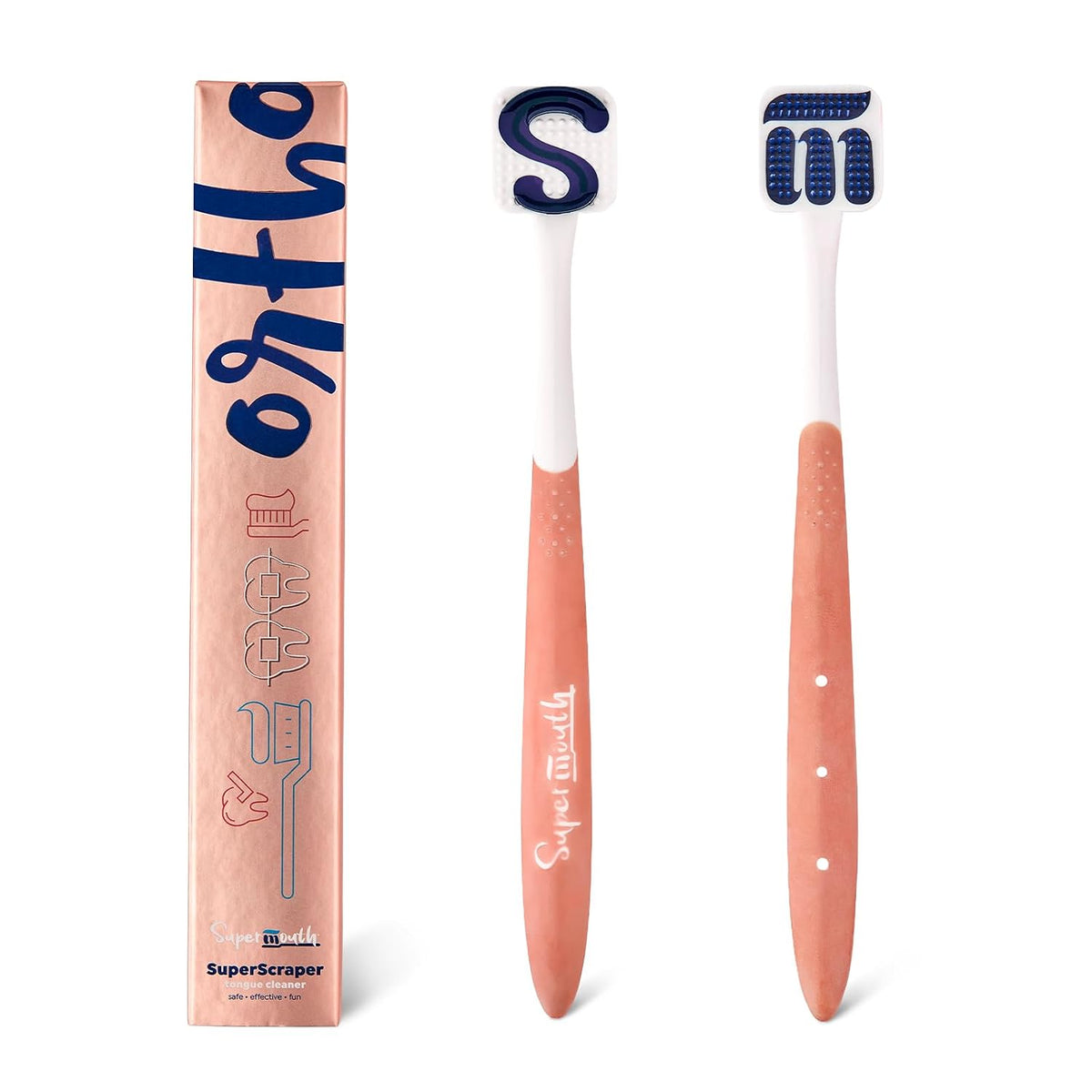 SuperMouth Ortho Tongue Scraper for Braces & Aligners, Rose Gold