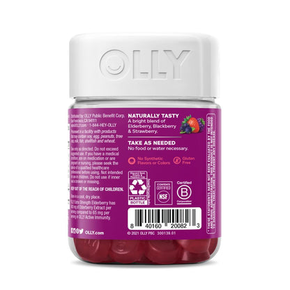 OLLY Extra Strength Elderberry Gummies, Immune Support, 450mg Elderberry, Vitamin C