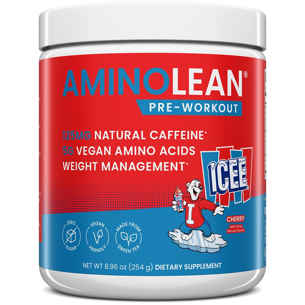 AminoLean Pre Workout Powder & Natural Amino Energy with Vegan BCAA + EAA | Jitter-Free Preworkout Energy from Green Tea + Amino Acids & Weight Management for Women & Men - Vegan, Zero Sugar, No Crash