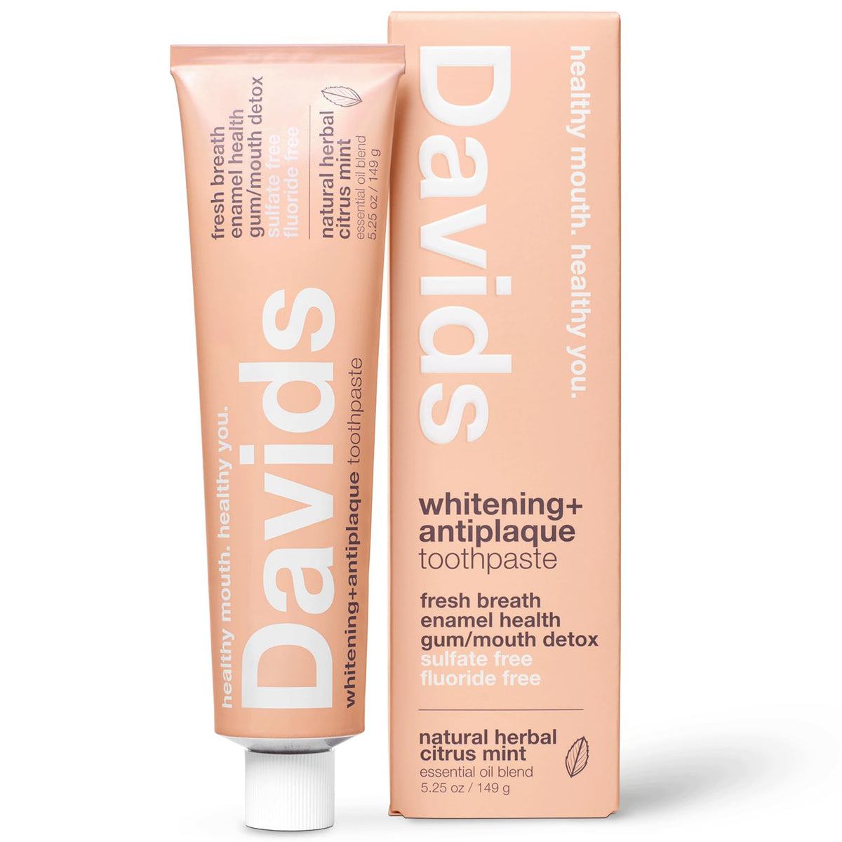 Davids Fluoride Free Toothpaste Teeth Whitening SLS Free Peppermint 5.25oz