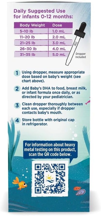 Nordic Naturals Baby’s DHA, 1050 mg Omega-3 + 300 IU Vitamin D3-4 oz | Supports Brain, Vision & Nervous System Development in Babies - Non-GMO - Servings May Vary