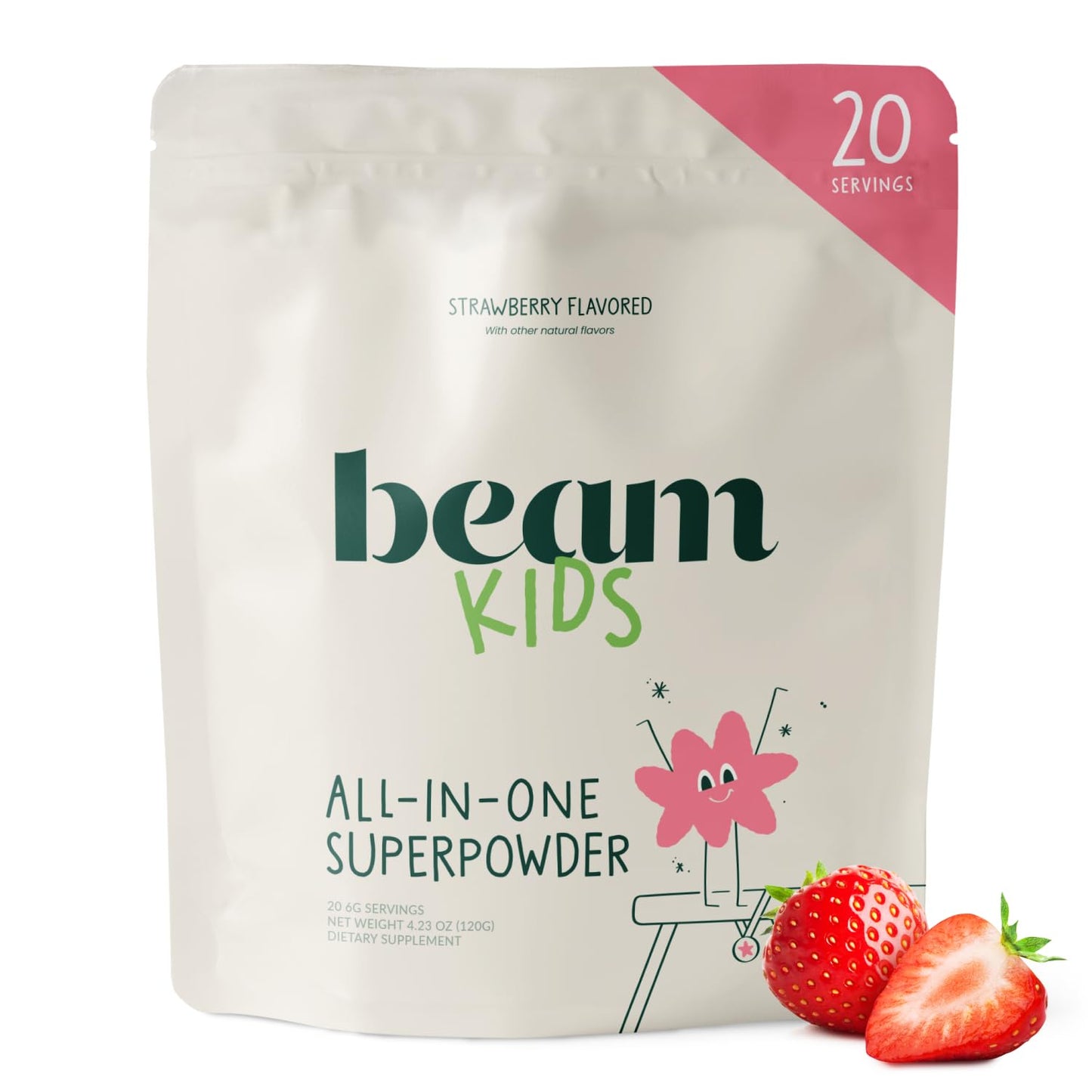 BEAM Kids Multivitamin Powder – Kids Vitamins with Greens, Probiotic & Prebiotic, Immune Support for Children & Toddlers, No Artificial Sweeteners, for Picky Eaters, 20 Servings, Chocolate Flavor