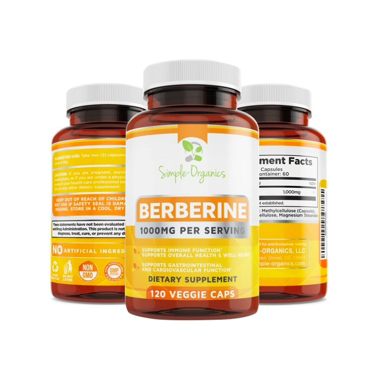 Simple-Organics Berberine 500mg (1000mg Per Serving) for Supports Healthy Immune