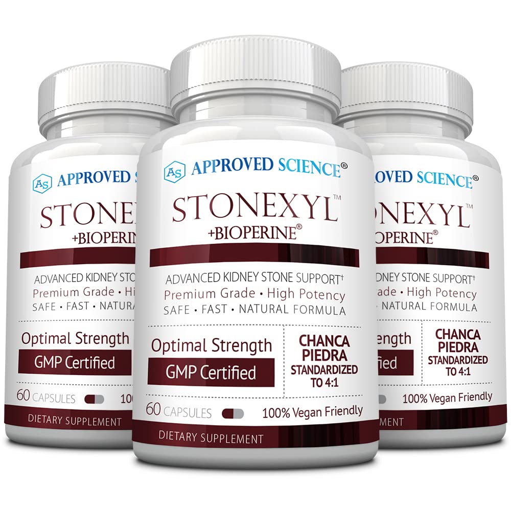 Approved Science Stonexyl - Herbal Support for Kidney Stones - 60 Capsules - Chanca Piedra - High Absorption -1 Month Supply - Vegan