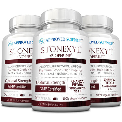 Approved Science Stonexyl - Herbal Support for Kidney Stones - 60 Capsules - Chanca Piedra - High Absorption -1 Month Supply - Vegan