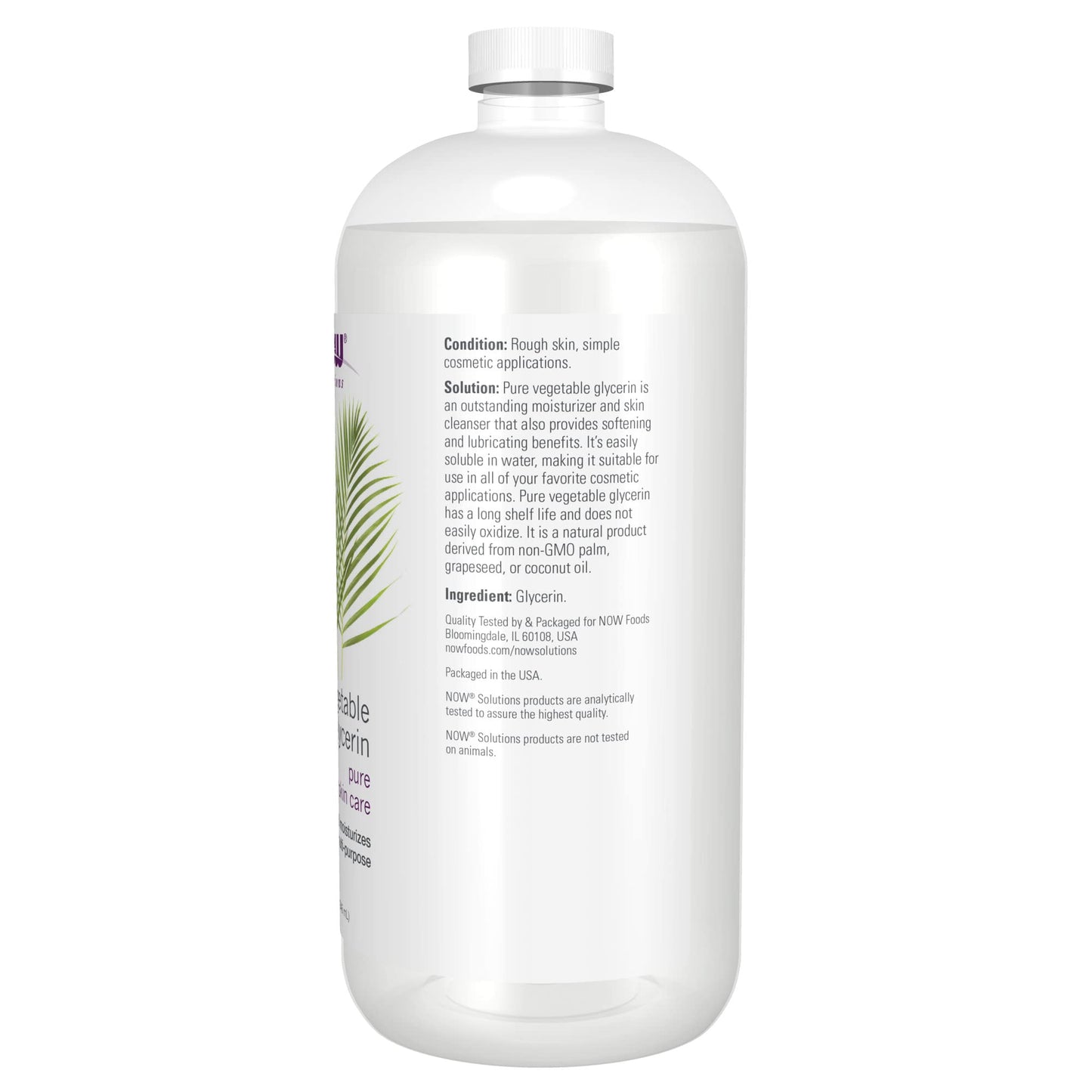 NOW Foods Solutions, Vegetable Glycerin, 100% Pure, Versatile Skin Care, Softening and Moisturizing, 16-Ounce