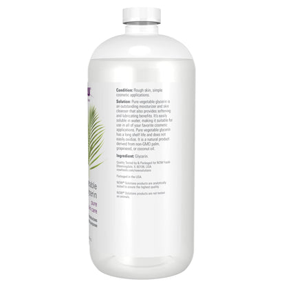 NOW Foods Solutions, Vegetable Glycerin, 100% Pure, Versatile Skin Care, Softening and Moisturizing, 16-Ounce