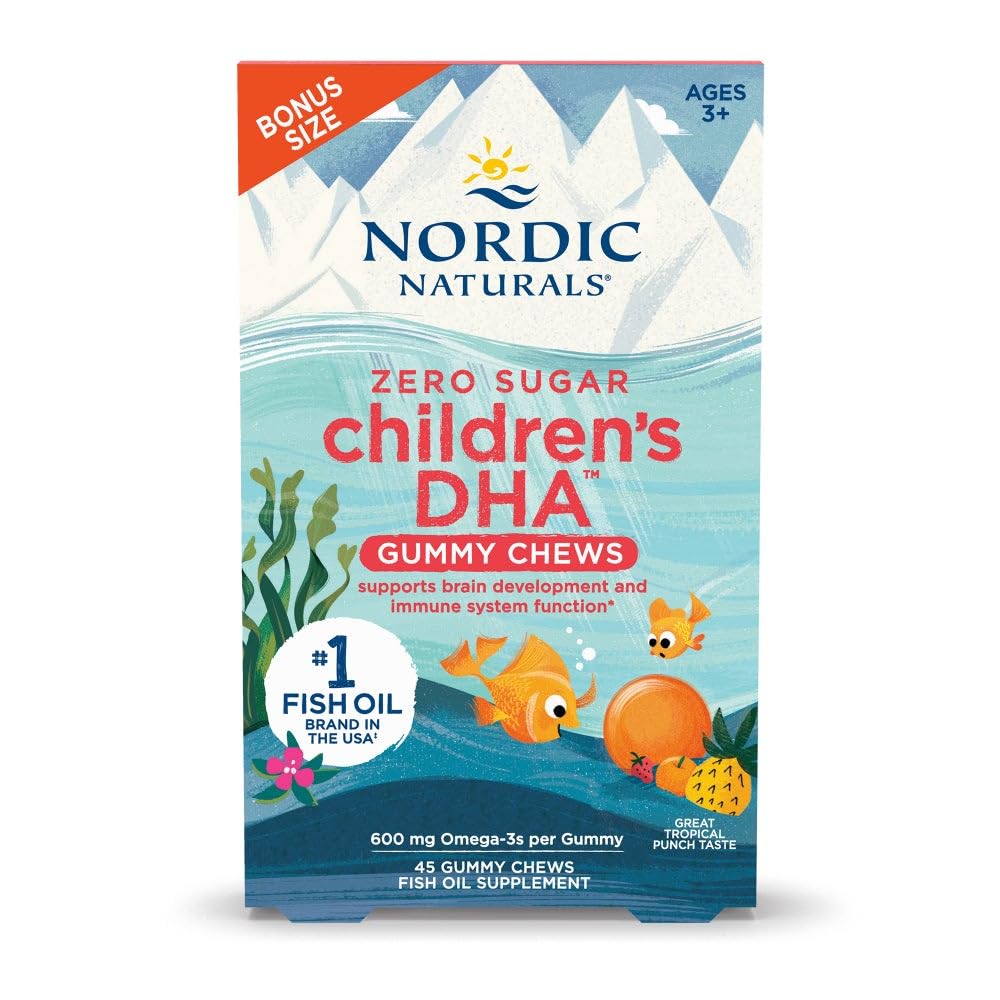 Nordic Naturals Zero Sugar Children’s DHA Gummies, Tropical Punch - 30 Count