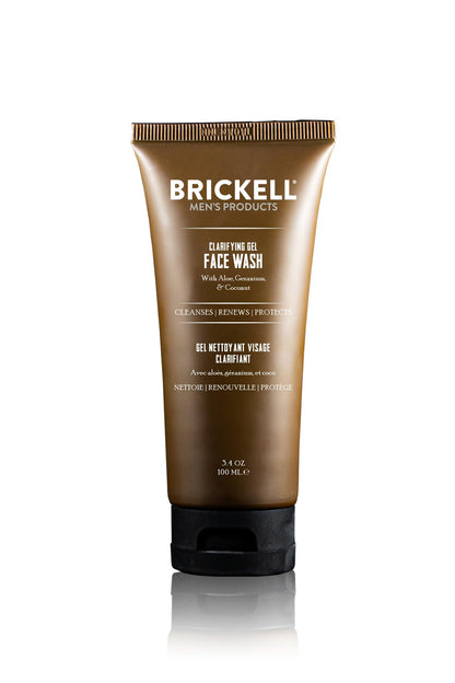 Brickell Men's Clarifying Gel Face Wash for Men, Rich Foaming Daily Facial Cleanser Formulated With Aloe, Geranium and Coconut, 8 Ounce, Scented