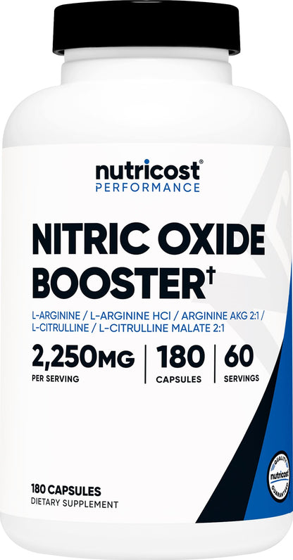 Nutricost Nitric Oxide Booster 2250mg, 180 Capsules - 750mg Per Casule, 60 Servings - Gluten Free and Non-GMO | 750mg Per Casule, 60 Servings, GMO-Free